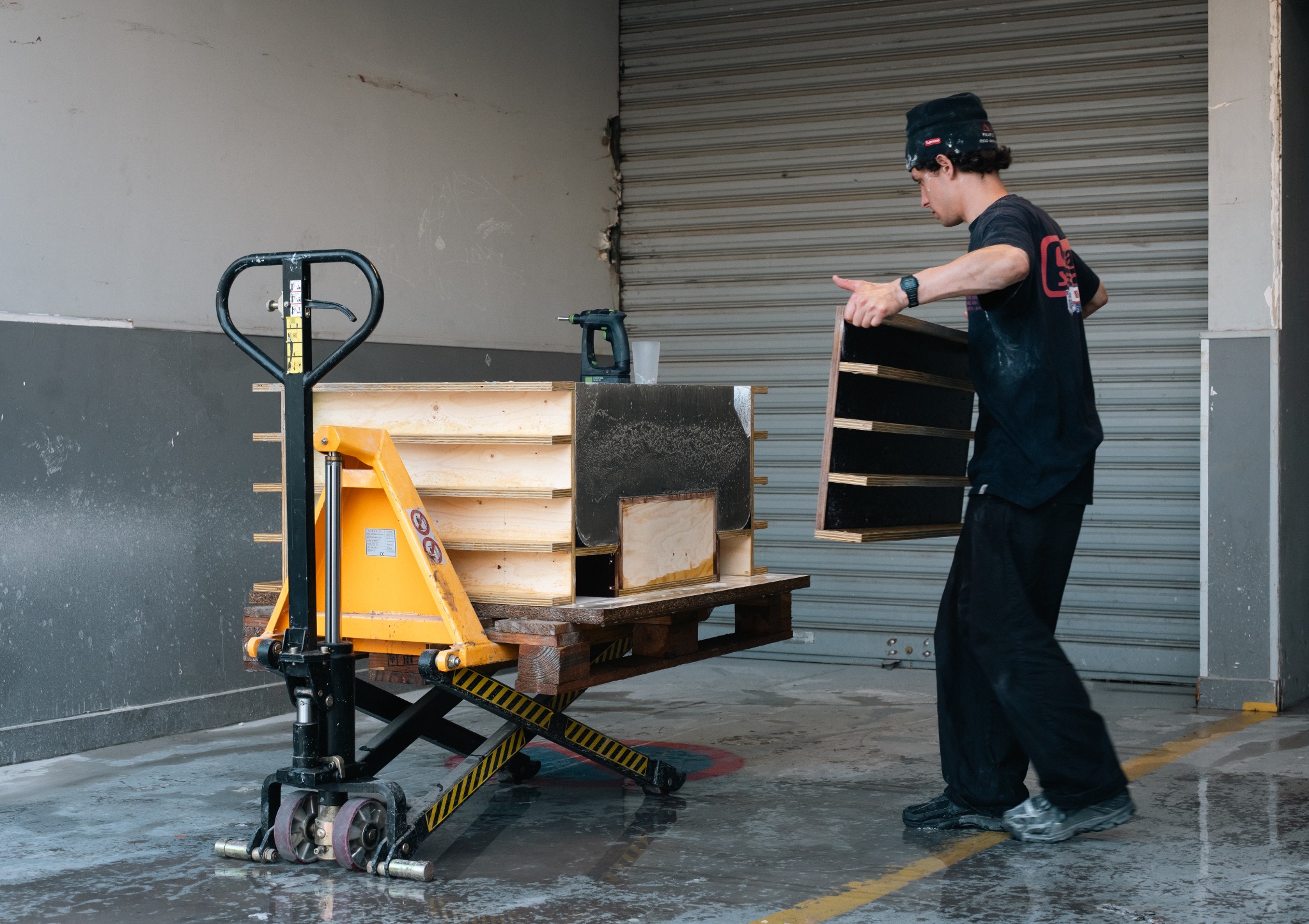 Mould being handled in workshop